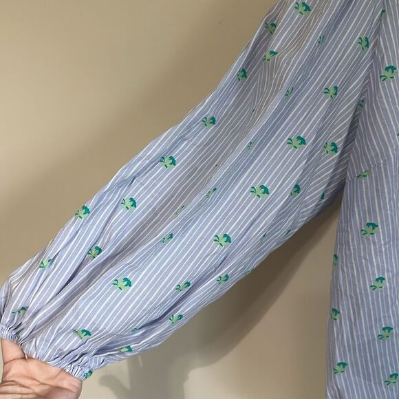 Zara Balloon Sleeve Button Down Blouse size Small - Picture 2 of 5